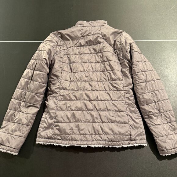 The North Face Jacket Girls XL 18 Grey Reversible Fleece Quilted Insulated Zip - Picture 6 of 9